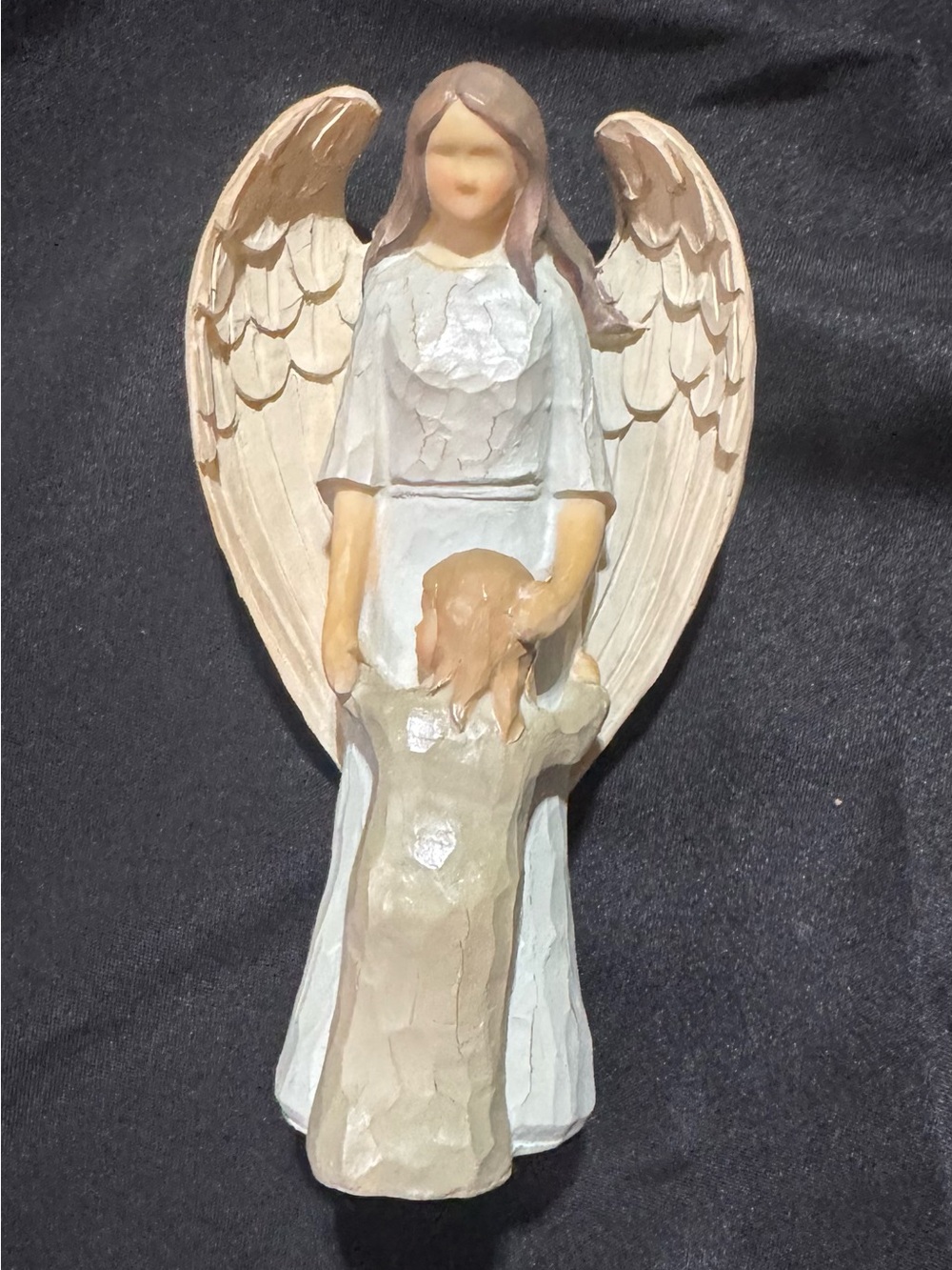 Angel Dear Cream and White Guardian Angel Figurine with Child
